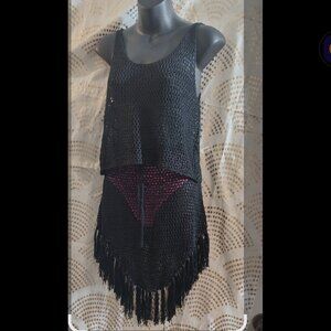 2 piece set Black crochet set skirt & top swim cover set  *NWT* PLZ READ